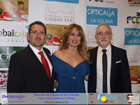 Luis Diaz Cacho, Mirian DIaz Aroca y Paco Romero posando en Photocall, en X edicion Festival Cine y Vino de La Solana